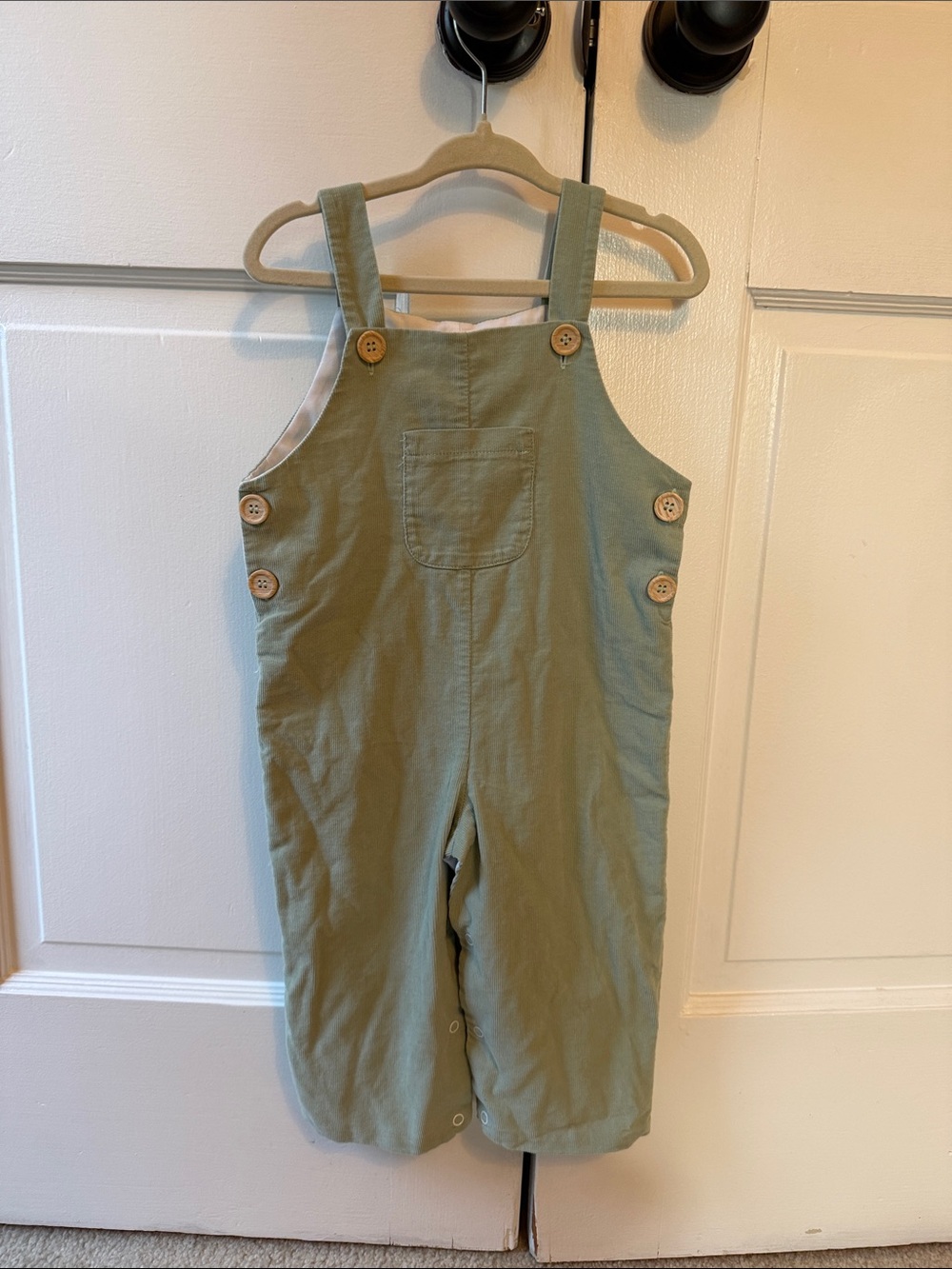 Shrimp & Grits kids corduroy overalls - Sage - 18 months